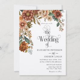 Terracotta Floral | Herbst-Blume Hochzeit Einladung
