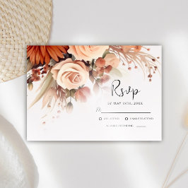 Terracotta Floral Moderne Botanische Hochzeit RSVP Karte