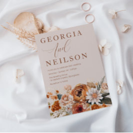 Terracotta Floral Orange Brown Autumn Fall Wedding Einladung