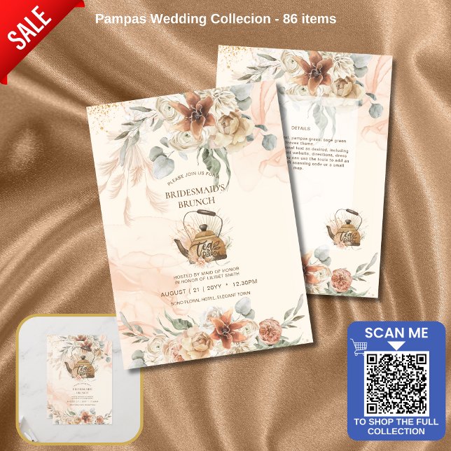 Terracotta Floral Pampas Grass BRIDESMAID'S BRUNCH (Von Creator hochgeladen)