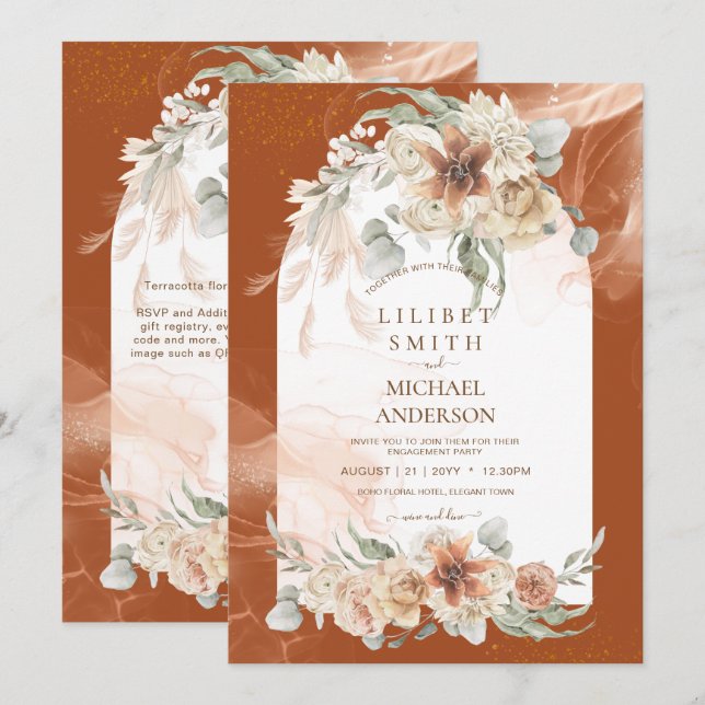 Terracotta Floral Pampas Grass ENGAGEMENT PARTNER (Vorne/Hinten)