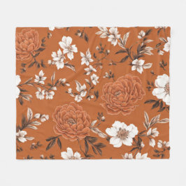 Terracotta Floral Patches Fleecedecke