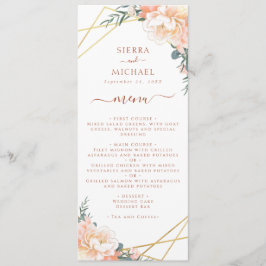 Terracotta Floral Peach Gold Hochzeit Empfang Menükarte