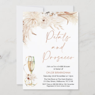 Terracotta Floral Petals Prosecco Brautparty Einladung