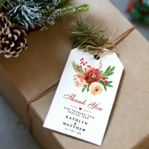 Terracotta Floral Pine Bough Wedge Vielen Dank Geschenkanhänger