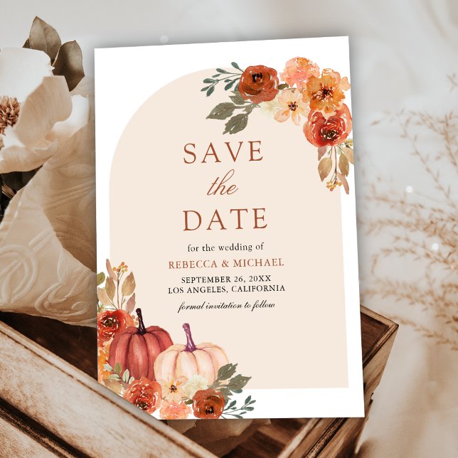 Terracotta Floral Pumpkin Wedding Save The Date (Von Creator hochgeladen)