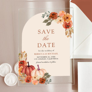 Terracotta Floral Pumpkin Wedding Save the Date Acryleinladungen