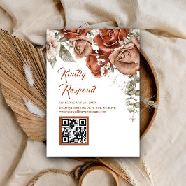 Terracotta Floral QR Code UAWG Wedding Website Begleitkarte