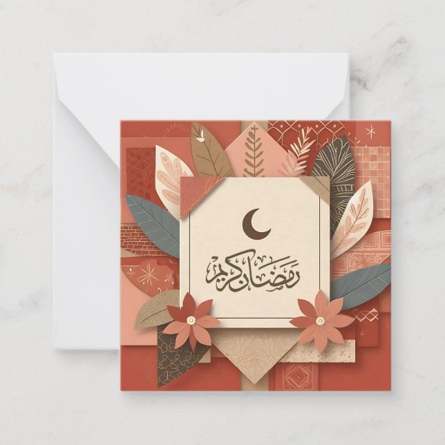 Terracotta Floral Ramadan Mubarak Mitteilungskarte (Vorderseite)