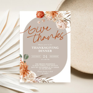 Terracotta Floral Thanksgiving Dîner Invitation