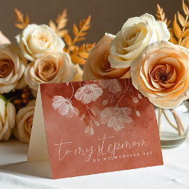 Terracotta Floral Wedding Day Card - an meine Step Dankeskarte
