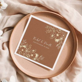 Terracotta Floral Wedding Napkins Serviette