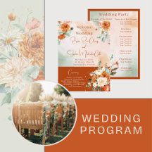 Terracotta Floral Wedding Program