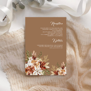 Terracotta Floral Wildblume Beige Hochzeit Details Begleitkarte
