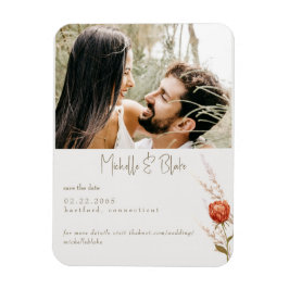 Terracotta florales Foto Hochzeit speichern Magnet