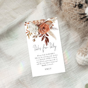 Terracotta Florals Bücher für Babydusche Begleitkarte