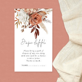 Terracotta Florals Diaper Raffle Baby Dusche Begleitkarte