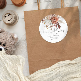 Terracotta Florals Liebe Dank Babydusche Runder Aufkleber