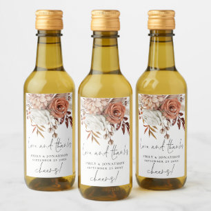Terracotta Florals Liebe Dank Name Datum Hochzeit Weinetikett