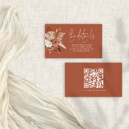 Terracotta Florals QR Code Rost Wedding Details Begleitkarte