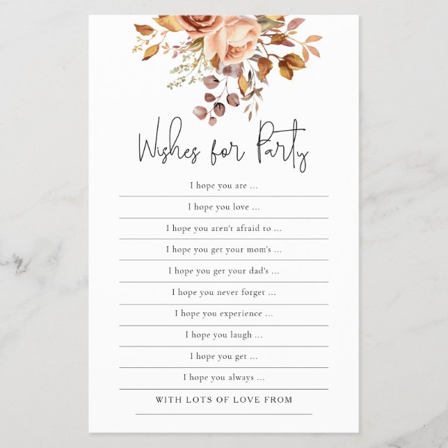 Terracotta Florals will Baby Showspiel Flyer (Vorne)