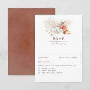 Terracotta Foliage Boho Wedding RSVP Karte