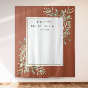 Terracotta Foliage Brautparty Foto Hintergrund Wandteppich