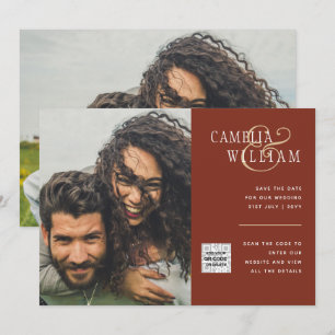Terracotta FOTO QR CODE Hochzeit Einladung Retten 