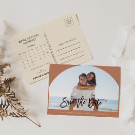 Terracotta Foto Wedding Save the Date Calendar Ankündigungspostkarte