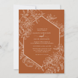 Terracotta Geometric Floral Wedding All in one Einladung