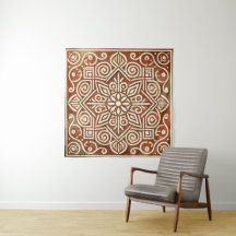 Terracotta Geometric Pattern Wall Tapestes
