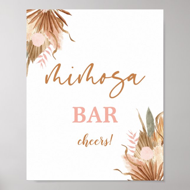 Terracotta getrocknete Palmen Mimosa Bar Poster (Vorne)