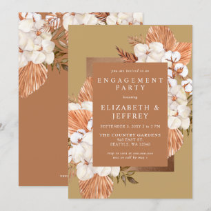 Terracotta Gold Boho Pampas Engagement Party Einladung