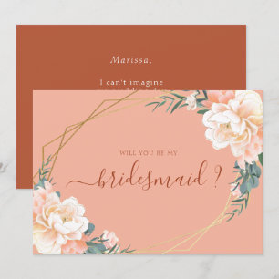 Terracotta Gold Floral werden Sie meine Bridesmaid Einladung