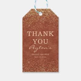 Terracotta Gold Glitzer Brautparty Vielen Dank Geschenkanhänger