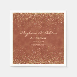 Terracotta Gold Glitzer Hochzeitsempfang Serviette