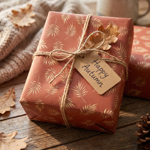 Terracotta Gold Herbstlaubs Packpapier