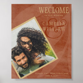 Terracotta Gold Hochzeit im Herbst Foto Begrüßungs Poster