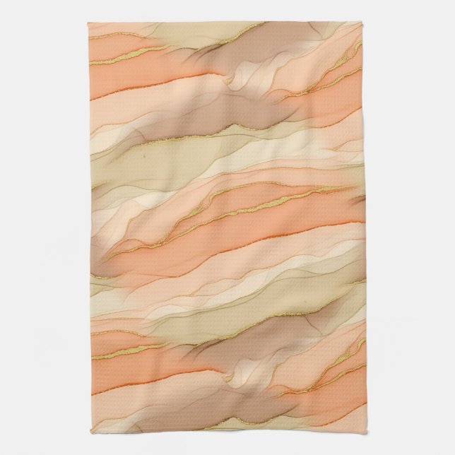 Terracotta Gold Vein Marble - Warm Luxury (3)      Geschirrtuch (Vertikal)