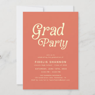 Terracotta Grad Party Retro Abschluss Einladung