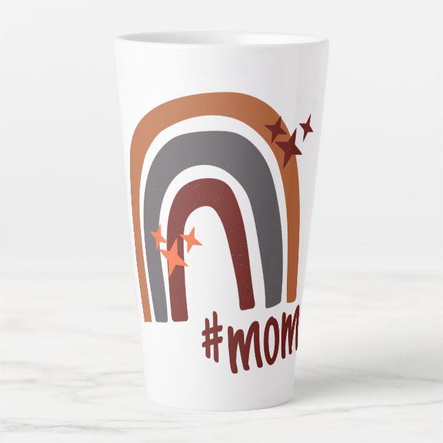 Terracotta Grau Bohemisch Rainbow Personalisiert # Milchtasse (Vorderseite)