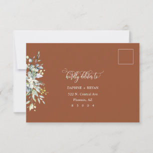 Terracotta Green Blätter RSVP Card 3 Essenswahl Karte