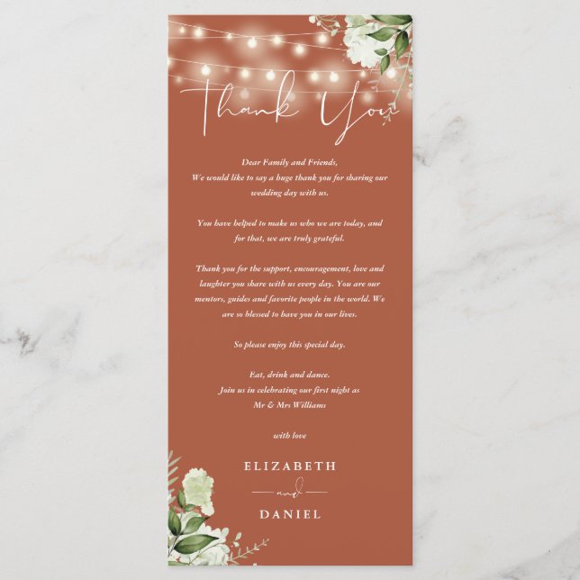 Terracotta Green Merci Mariage Carte Place (Devant)