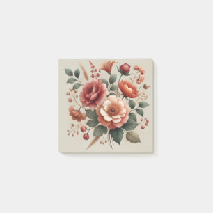 Terracotta Green Watercolor Floral Perfekter Frühl Post-it Klebezettel
