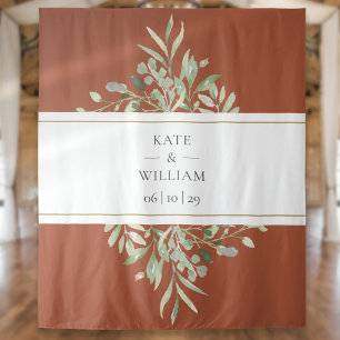 Terracotta Greenerity Wedding Foto Stand Hintergru Wandteppich