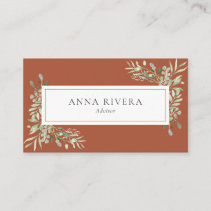 Terracotta Greenery Gold Geometric Beruflich Visitenkarte
