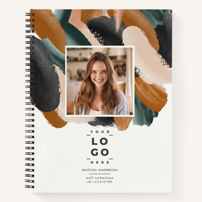 Terracotta grün Modernes minimales Foto abstrakt Notizbuch (Vorderseite)