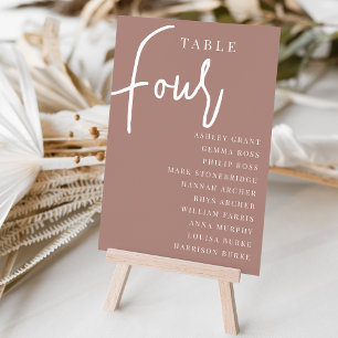 Terracotta Hand Scripted Table FOUR + Guest Names Tischnummer