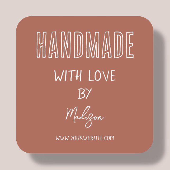 Terracotta | Handgefertigt mit Liebe Quadratischer Aufkleber (Von Creator hochgeladen)