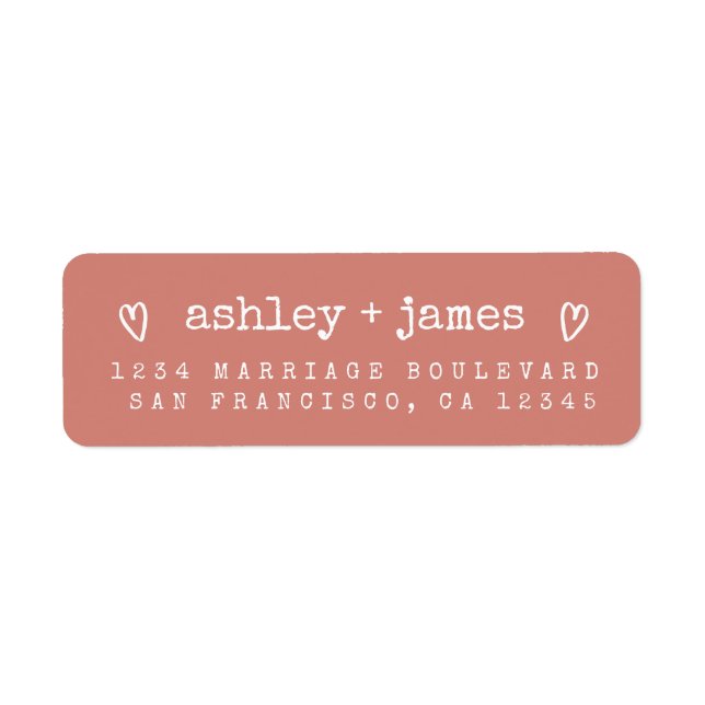 Terracotta Heart Script Couple Return Address  (Vorne)